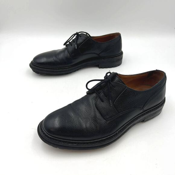 Lanvin Men\'s Grained Leather Lug Sole Derby Shoes Black main image 10